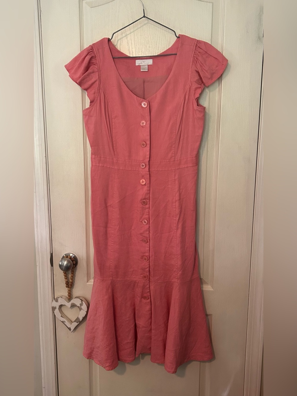 Rachel Parcell Dusty Rose Button-Front Midi Linen Dress